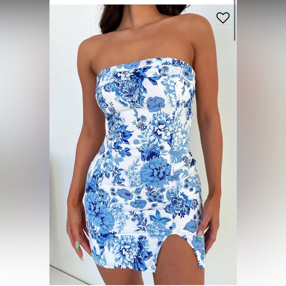 THATSSOFETCH CHARMS DRESS - BLUE FLORAL mini dress